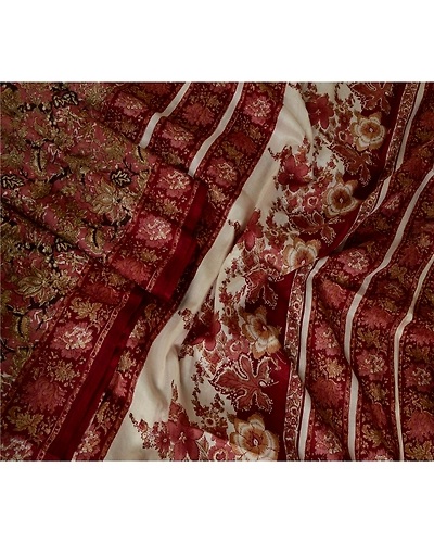 Sanskriti Vintage Sarees Red Indian 100% Pure Silk Printed Sari 5Yd Craft Fabric, PR-64000-Red-Pure Silk-2