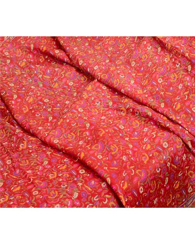 Sanskriti Vintage Sarees Red Indian 100% Pure Silk Printed Sari 5Yd Craft Fabric, PR-64002-Red-Pure Silk-6