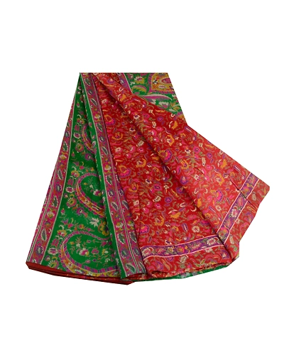Sanskriti Vintage Sarees Red Indian 100% Pure Silk Printed Sari 5Yd Craft Fabric, PR-64002-Red-Pure Silk-7
