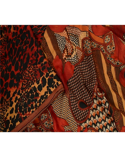 Sanskriti Vintage Sarees From India Brown Pure Silk Printed Sari Craft Fabric, PR-64032-Brown-Pure Silk-1