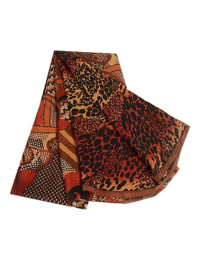 Sanskriti Vintage Sarees From India Brown Pure Silk Printed Sari Craft Fabric, PR-64032-Brown-Pure Silk-6