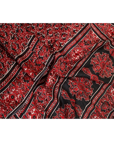 Sanskriti Vintage Sarees Indian Red Printed 100% Pure Silk Sari 5Yd Craft Fabric, PR-64072-Red-Pure Silk-2