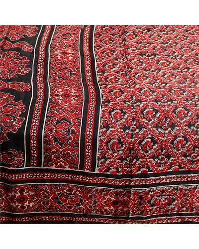 Sanskriti Vintage Sarees Indian Red Printed 100% Pure Silk Sari 5Yd Craft Fabric, PR-64072-Red-Pure Silk-3