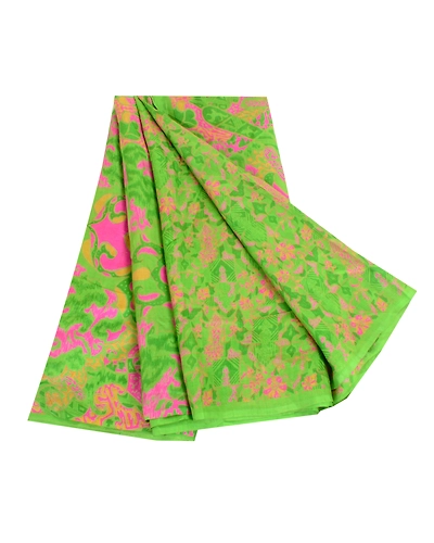 Sanskriti Vintage Sarees Indian Green Printed Pure Silk Sari Soft Craft Fabric, PR-64083-Green-Pure Silk-6