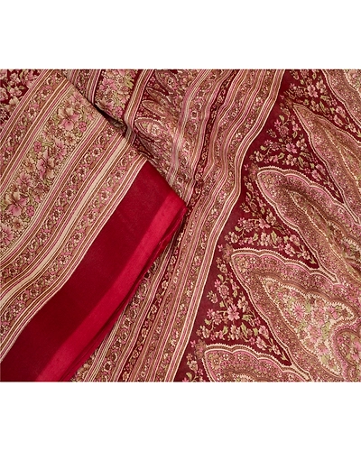 Sanskriti Vintage Sarees Dark Red Pure Silk Printed Sari Floral 5Yd Craft Fabric, PR-64095-Dark Red-Pure Silk-1