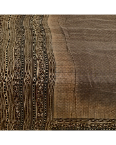 Sanskriti Vintage Sarees From India Gray Pure Silk Printed Sari 5Yd Craft Fabric, PR-64116-Gray-Pure Silk-4