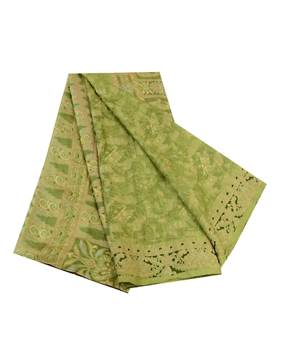 Sanskriti Vintage Sarees From India Green Pure Silk Printed Sari Craft Fabric, PR-64135-Green-Pure Silk-6