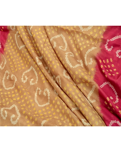 Sanskriti Vintage Sarees Green Bandhani Printed Pure Silk Sari Soft Craft Fabric, PR-64166-Green-Pure Silk-1
