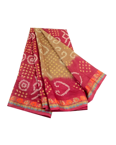 Sanskriti Vintage Sarees Green Bandhani Printed Pure Silk Sari Soft Craft Fabric, PR-64166-Green-Pure Silk-7