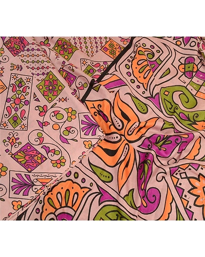 Sanskriti Vintage Sarees Indian Mauve Artificial Silk Printed Sari Craft Fabric, PR-64177-Mauve-Artificial Silk-1