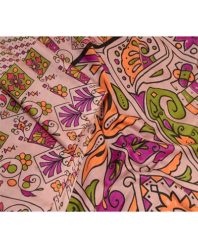 Sanskriti Vintage Sarees Indian Mauve Artificial Silk Printed Sari Craft Fabric, PR-64177-Mauve-Artificial Silk-2