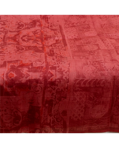 Sanskriti Vintage Sarees Dusty Pink Pure Silk Printed Sari Soft 5Yd Craft Fabric, PR-64195-Dusty Pink-Pure Silk-3