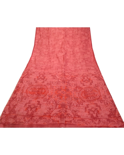 Sanskriti Vintage Sarees Dusty Pink Pure Silk Printed Sari Soft 5Yd Craft Fabric, PR-64195-Dusty Pink-Pure Silk-8