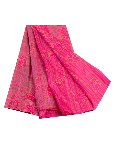 Sanskriti Vintage Sarees Hot-Pink Pure Silk Printed Sari Floral 5Yd Craft Fabric, PR-64218-Hot-Pink-Pure Silk-7