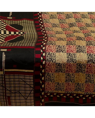 Sanskriti Vintage Sarees Multi Indian Pure Silk Abstract Print Sari Craft Fabric, PR-64227-Multi-Pure Silk-3