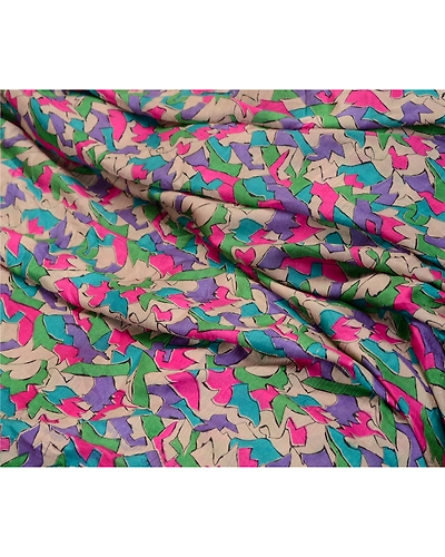 Sanskriti Vintage Sarees Multi From India Pure Silk Printed Sari Craft Fabric, PR-64263-Multi-Pure Silk-1