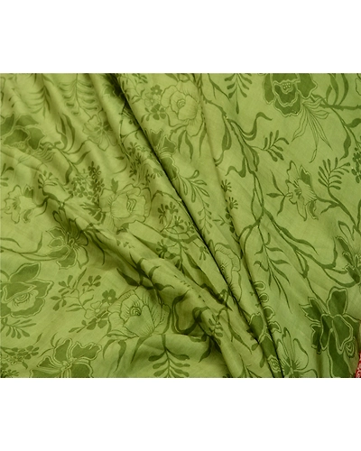 Sanskriti Vintage Sarees Green From India Pure Silk Printed Sari Craft Fabric, PR-64266-Green-Pure Silk-1