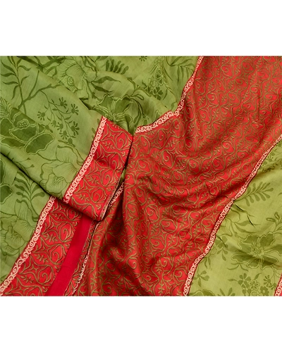 Sanskriti Vintage Sarees Green From India Pure Silk Printed Sari Craft Fabric, PR-64266-Green-Pure Silk-3