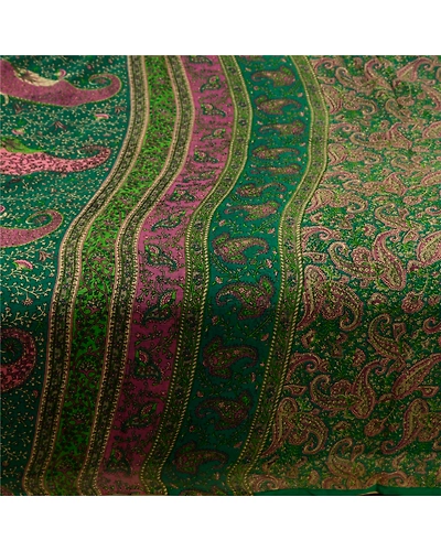 Sanskriti Vintage Sarees Green Pure Chiffon Silk Printed Sari Soft Craft Fabric, PR-64286-Green-Pure Chiffon Silk-3