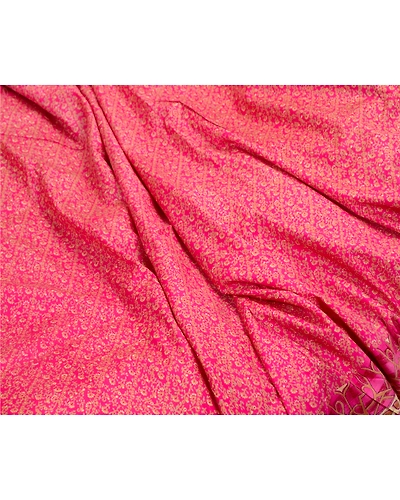 Sanskriti Vintage Sarees Indian Pink Printed Pure Silk Sari Soft Craft Fabric, PR-64292-Pink-Pure Silk-6
