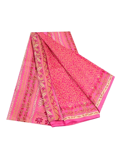 Sanskriti Vintage Sarees Indian Pink Printed Pure Silk Sari Soft Craft Fabric, PR-64292-Pink-Pure Silk-7