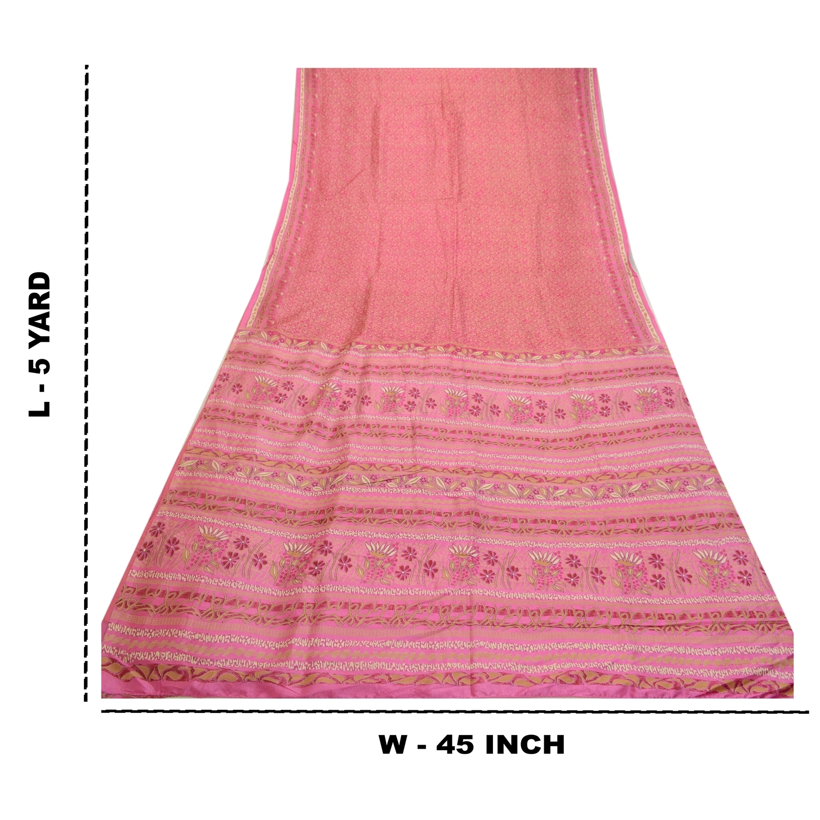 Sanskriti Vintage Sarees Indian Pink Printed Pure Silk Sari Soft Craft Fabric, PR-64292-Pink-Pure Silk-9