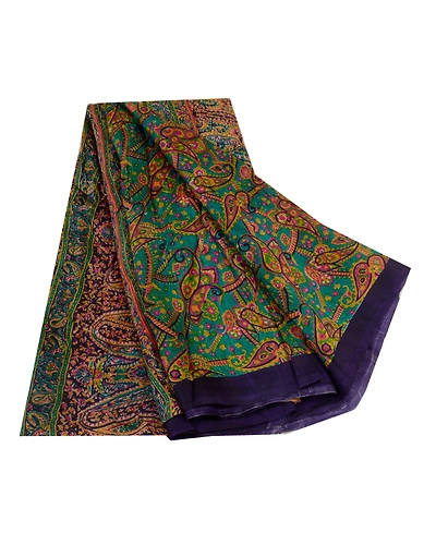 Sanskriti Vintage Sarees Indian Green Printed Pure Silk Sari Soft Craft Fabric, PR-64293-Green-Pure Silk-7