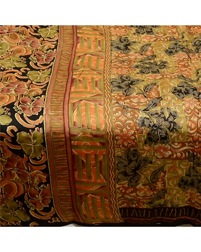 Sanskriti Vintage Sarees Multi 100% Pure Silk Printed Sari Floral Craft Fabric, PR-64304-Multi-Pure Silk-4