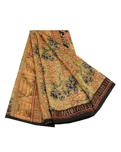 Sanskriti Vintage Sarees Multi 100% Pure Silk Printed Sari Floral Craft Fabric, PR-64304-Multi-Pure Silk-7