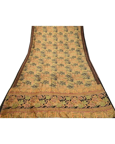 Sanskriti Vintage Sarees Multi 100% Pure Silk Printed Sari Floral Craft Fabric, PR-64304-Multi-Pure Silk-8
