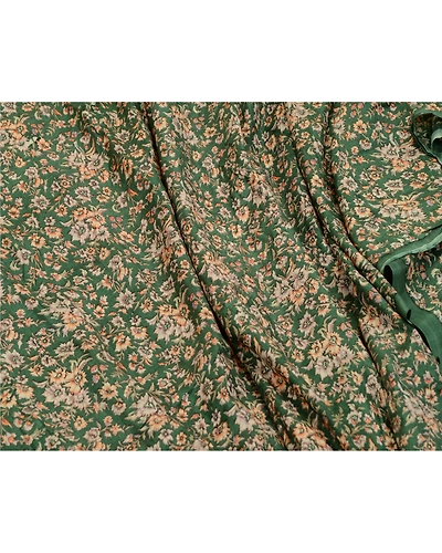 Sanskriti Vintage Sarees From India Green Pure Silk Printed Sari Craft Fabric, PR-64320-Green-Pure Silk-6