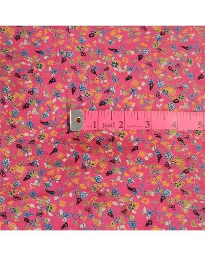 Sanskriti Vintage Sarees Pink Indian Pure Silk Printed Sari Floral Craft Fabric, PR-64329-Pink-Pure Silk-1