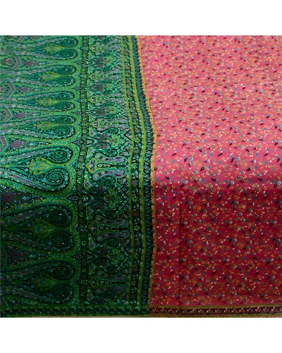 Sanskriti Vintage Sarees Pink Indian Pure Silk Printed Sari Floral Craft Fabric, PR-64329-Pink-Pure Silk-4