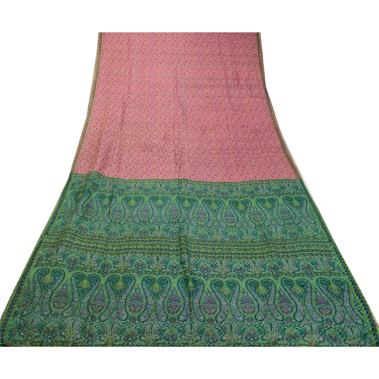 Sanskriti Vintage Sarees Pink Indian Pure Silk Printed Sari Floral Craft Fabric, PR-64329-Pink-Pure Silk-9