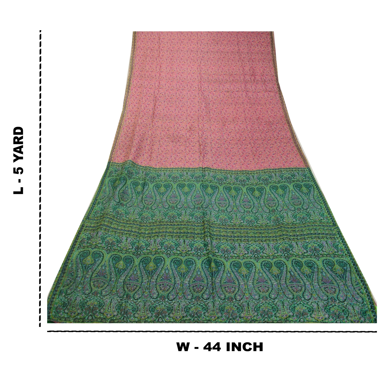 Sanskriti Vintage Sarees Pink Indian Pure Silk Printed Sari Floral Craft Fabric, PR-64329-Pink-Pure Silk-10