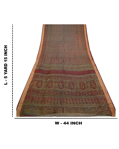 Sanskriti Vintage Sarees Purple 100% Pure Silk Printed Sari Soft Craft Fabric, PR-64335-Purple-Pure Silk-8
