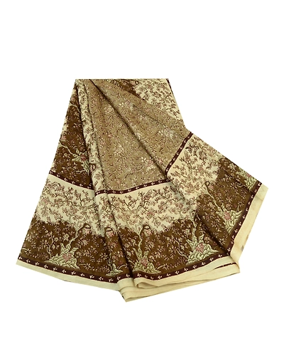 Sanskriti Vintage Sarees Shades Of Green Pure Silk Printed Sari 5Yd Craft Fabric, PR-64368-Shades Of Green-Pure Silk-6