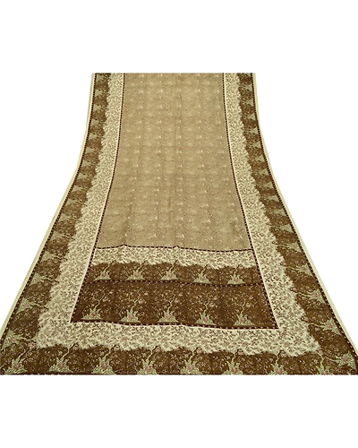 Sanskriti Vintage Sarees Shades Of Green Pure Silk Printed Sari 5Yd Craft Fabric, PR-64368-Shades Of Green-Pure Silk-7