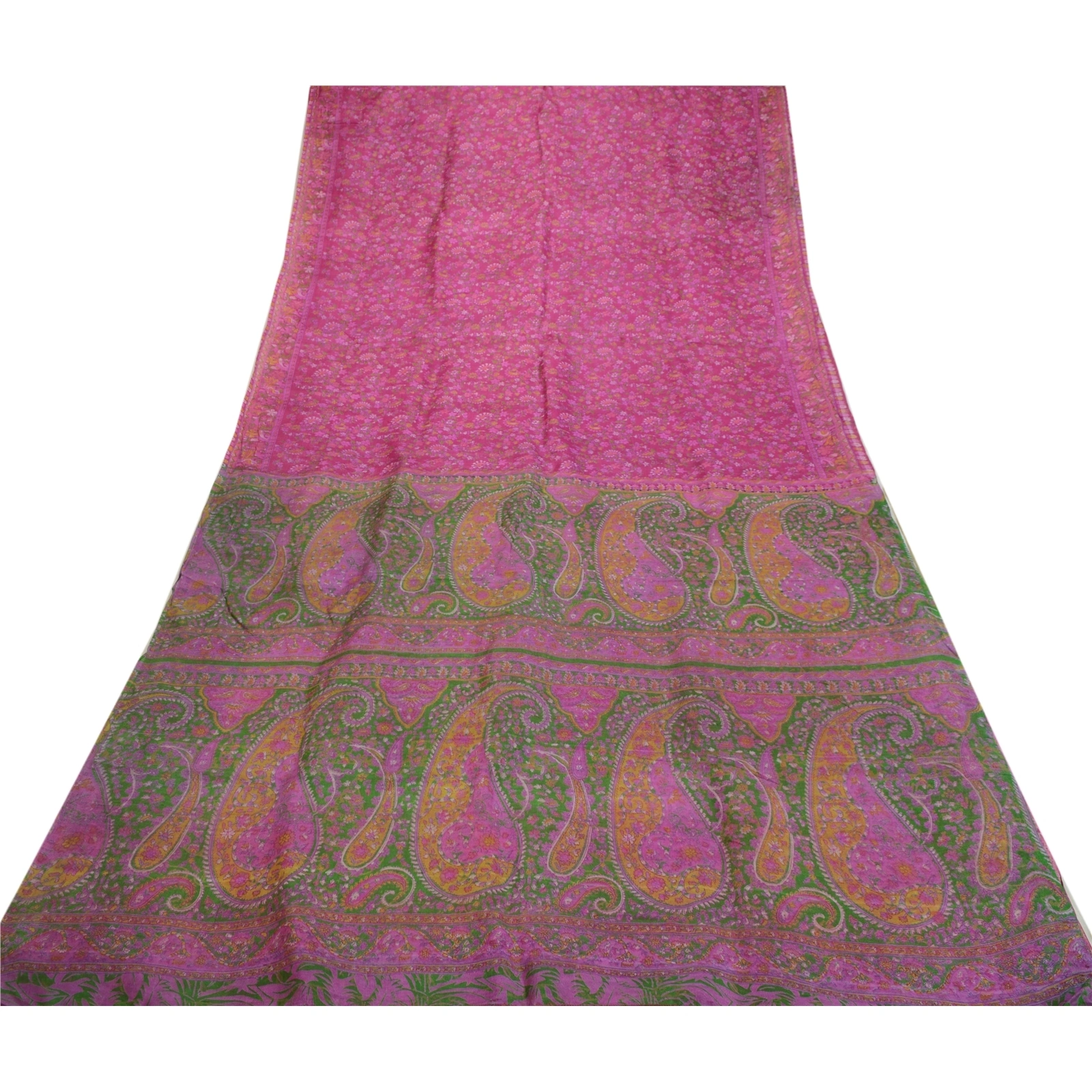 Sanskriti Vintage Sarees Indian Purple Pure Silk Printed Sari 5Yd Craft Fabric, PR-64369-Purple-Pure Silk-7