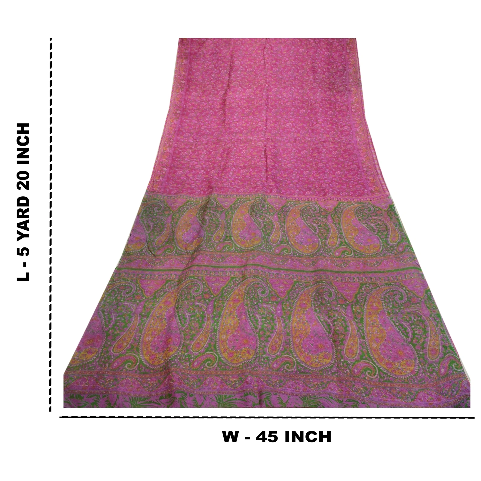 Sanskriti Vintage Sarees Indian Purple Pure Silk Printed Sari 5Yd Craft Fabric, PR-64369-Purple-Pure Silk-8