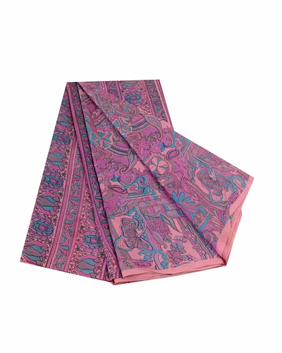 Sanskriti Vintage Sarees From India Purple Printed Pure Silk Sari Craft Fabric, PR-64417-Purple-Pure Silk-7
