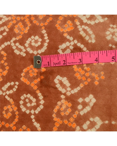 Sanskriti Vintage Sarees Brown Bandhani Printed Pure Silk Sari Soft Craft Fabric, PR-64419-Brown-Pure Silk-1