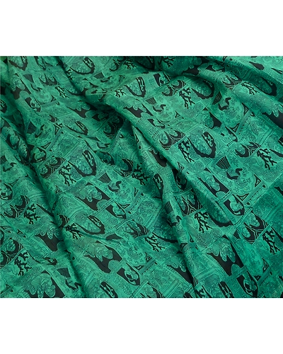 Sanskriti Vintage Sarees Black-Green Animal Women Printed Pure Silk Sari Fabric, PR-64468-Black &amp; Green-Pure Silk-6