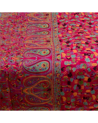 Sanskriti Vintage Sarees Pink Animal Floral Printed Pure Silk Sari Craft Fabric, PR-64469-Pink-Pure Silk-3