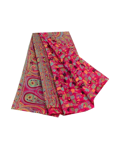 Sanskriti Vintage Sarees Pink Animal Floral Printed Pure Silk Sari Craft Fabric, PR-64469-Pink-Pure Silk-7