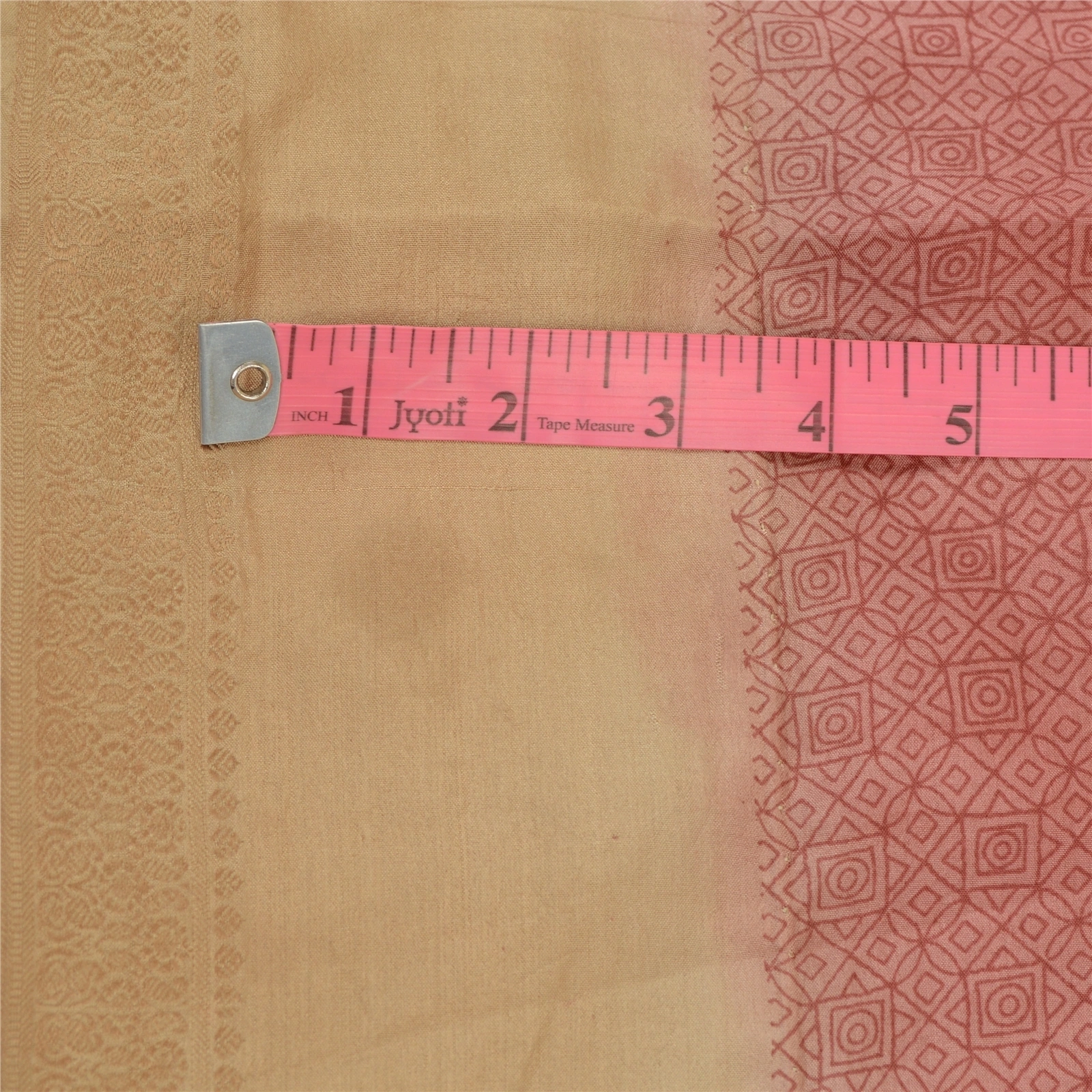 Sanskriti Vintage Sarees Pink-Brown Pure Silk Geometric Print Sari Craft Fabric, PR-64480-Pink &amp; Brown-Pure Silk-1