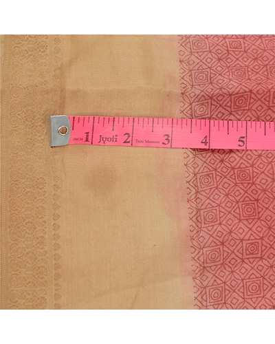 Sanskriti Vintage Sarees Pink-Brown Pure Silk Geometric Print Sari Craft Fabric, PR-64480-Pink &amp; Brown-Pure Silk-1
