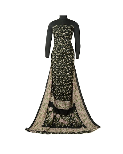 Sanskriti Vintage Sarees Black From India Pure Silk Printed Sari Craft Fabric, PR-64514-Black-Pure Silk-2