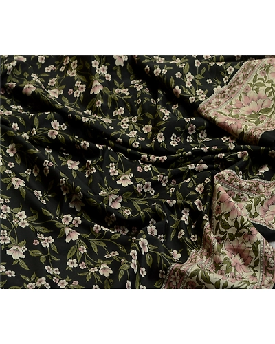 Sanskriti Vintage Sarees Black From India Pure Silk Printed Sari Craft Fabric, PR-64514-Black-Pure Silk-3