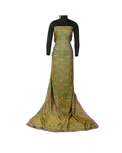 Sanskriti Vintage Sarees Green 100% Pure Silk Printed Sari Floral Craft Fabric, PR-64556-Green-Pure Silk-1